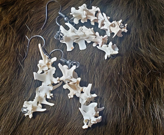 Rattlesnake Vertebrae Drop Earrings, Real Bone Snake Spine Jewelry