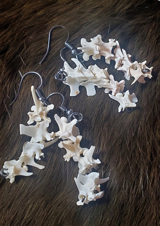 Rattlesnake Vertebrae Drop Earrings, Real Bone Snake Spine Jewelry