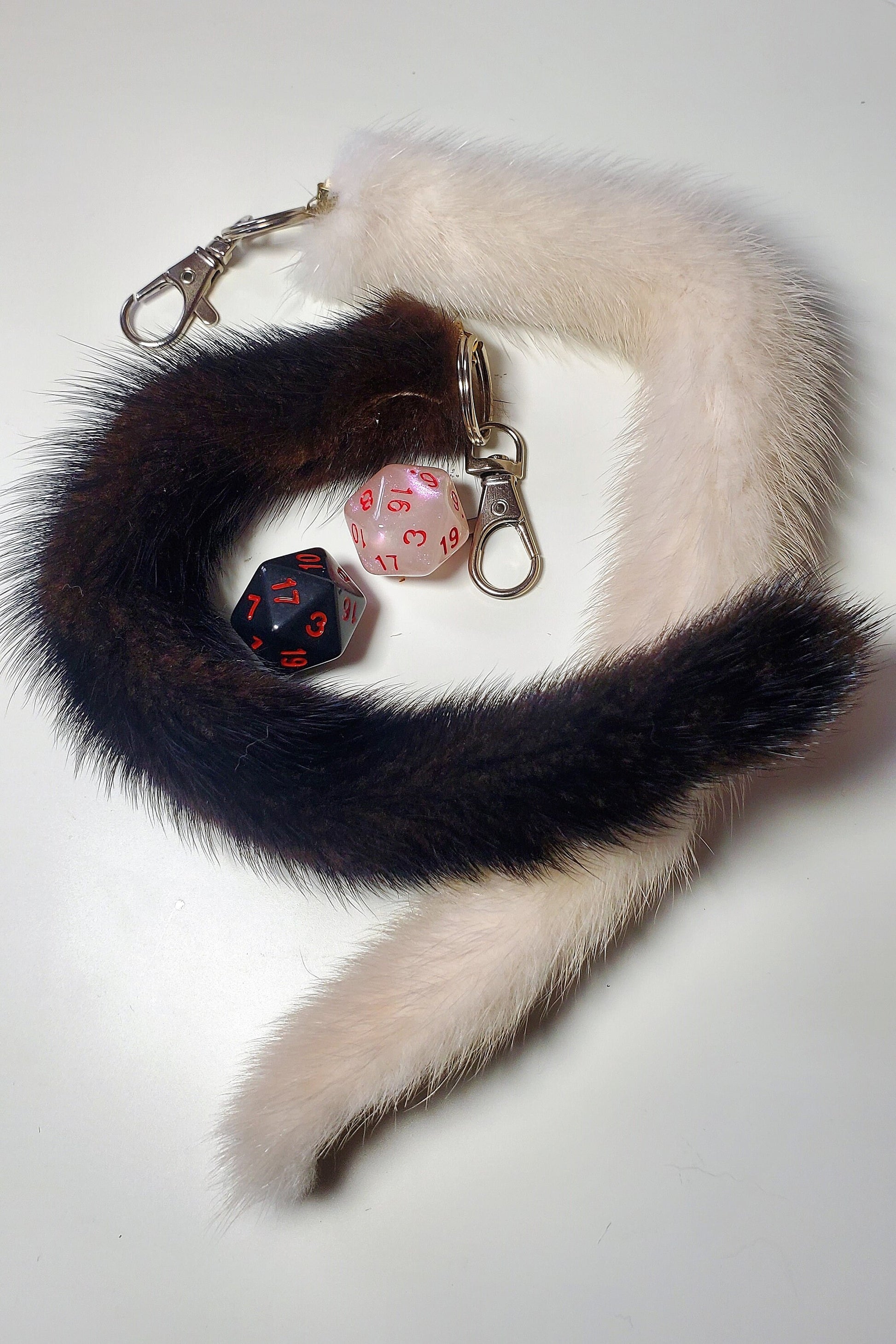 Real Mink Tail Keychains, 7"-10" Taxidermy Festival Tails, Super soft curiosity for costume or bag accessory