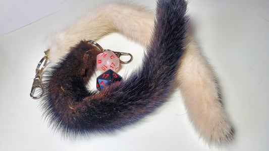 Real Mink Tail Keychains, 7"-10" Taxidermy Festival Tails, Super soft curiosity for costume or bag accessory