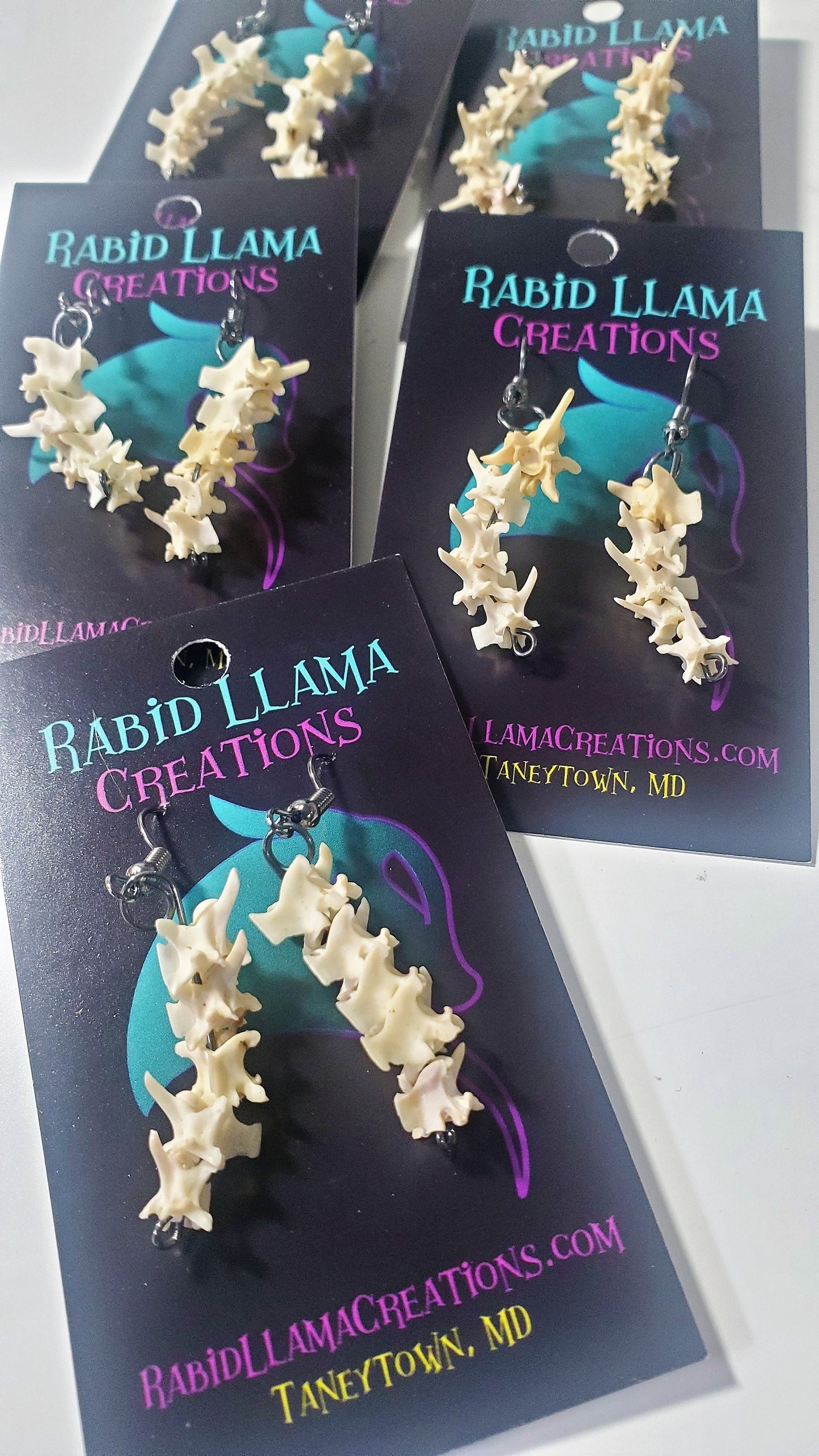 Rattlesnake Vertebrae Drop Earrings, Real Bone Snake Spine Jewelry