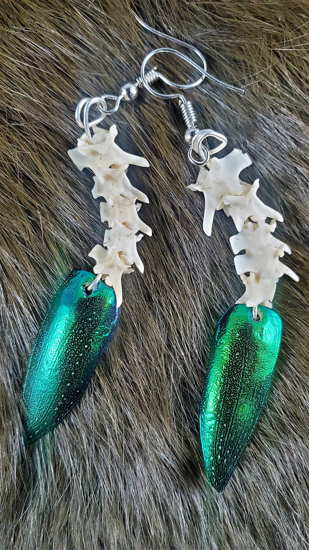Rattlesnake Vertebrae Drop Earrings, Real Bone Snake Spine Jewelry