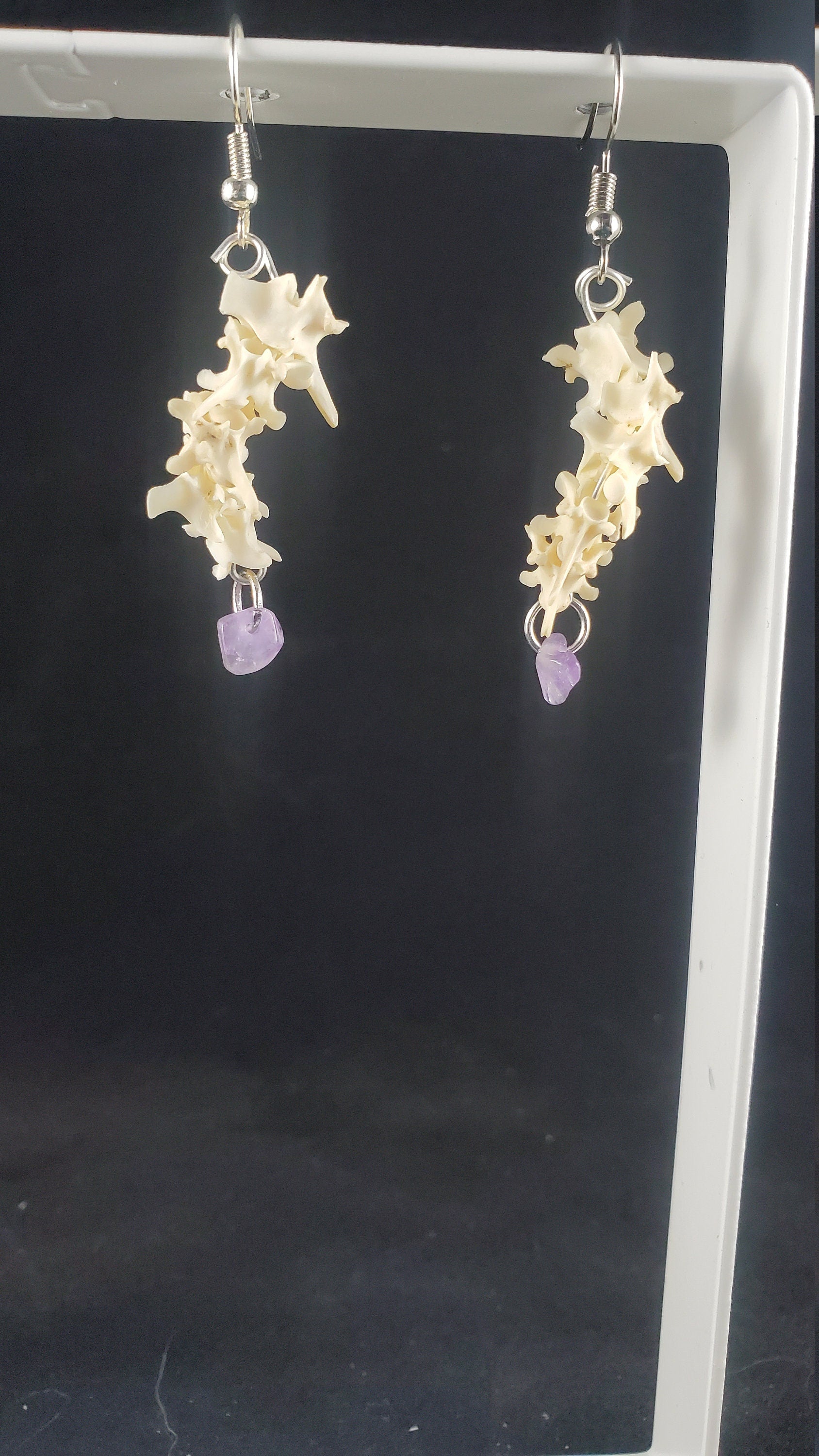Rattlesnake Vertebrae Drop Earrings, Real Bone Snake Spine Jewelry