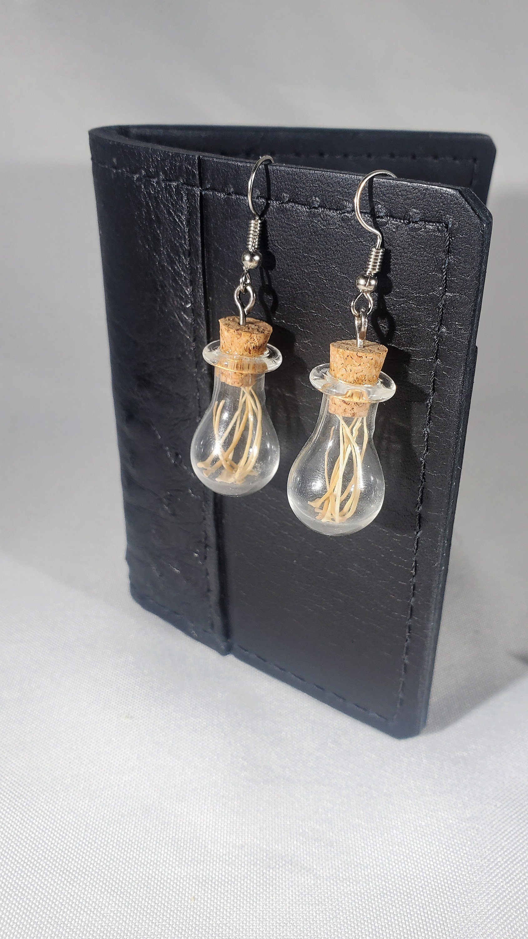 Real Rattlesnake Rib Bones in Jar Dangle Earrings, Vulture Culture Vial Jewelry, Curiosity Jar