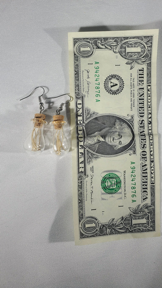 Real Rattlesnake Rib Bones in Jar Dangle Earrings, Vulture Culture Vial Jewelry, Curiosity Jar