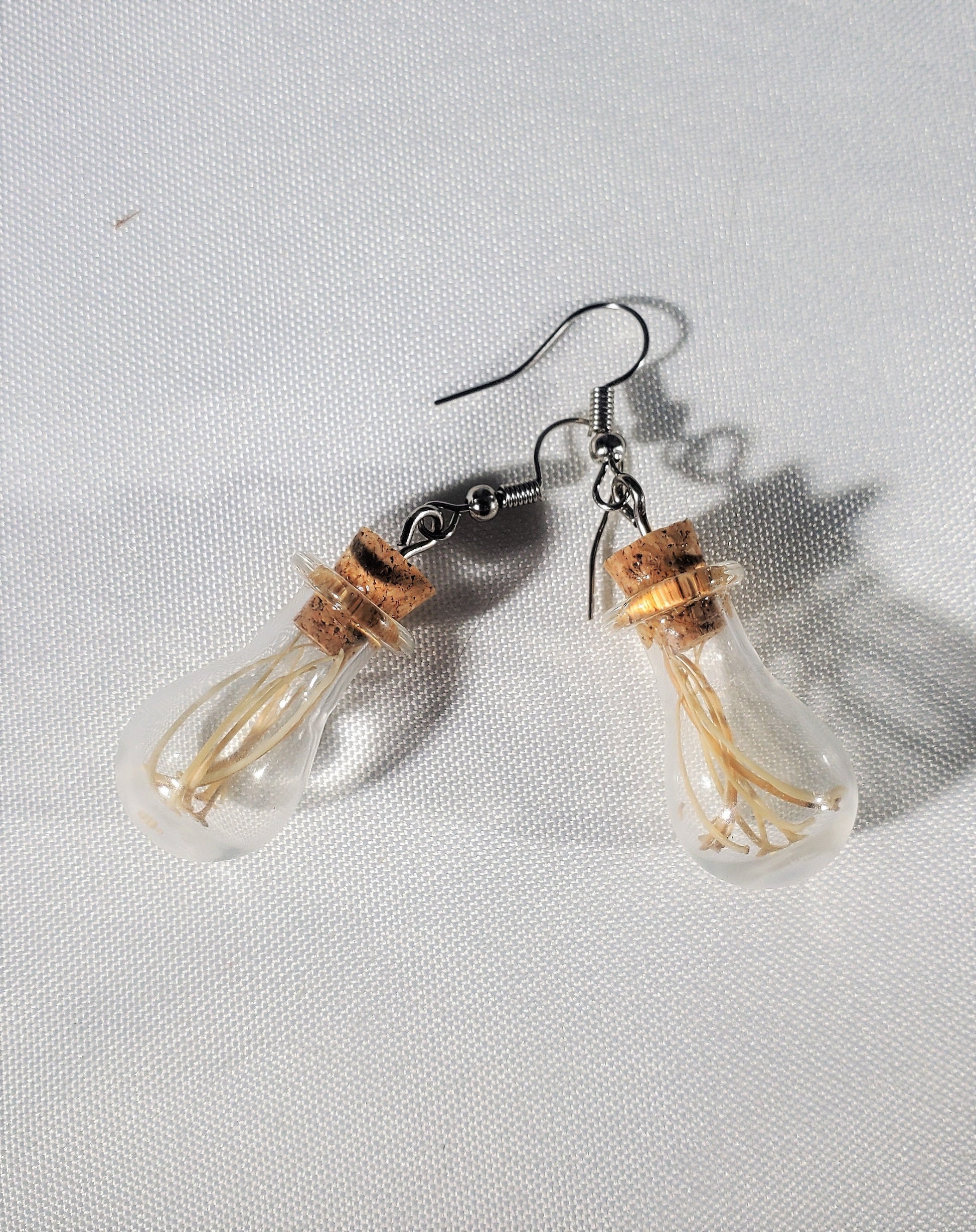 Real Rattlesnake Rib Bones in Jar Dangle Earrings, Vulture Culture Vial Jewelry, Curiosity Jar