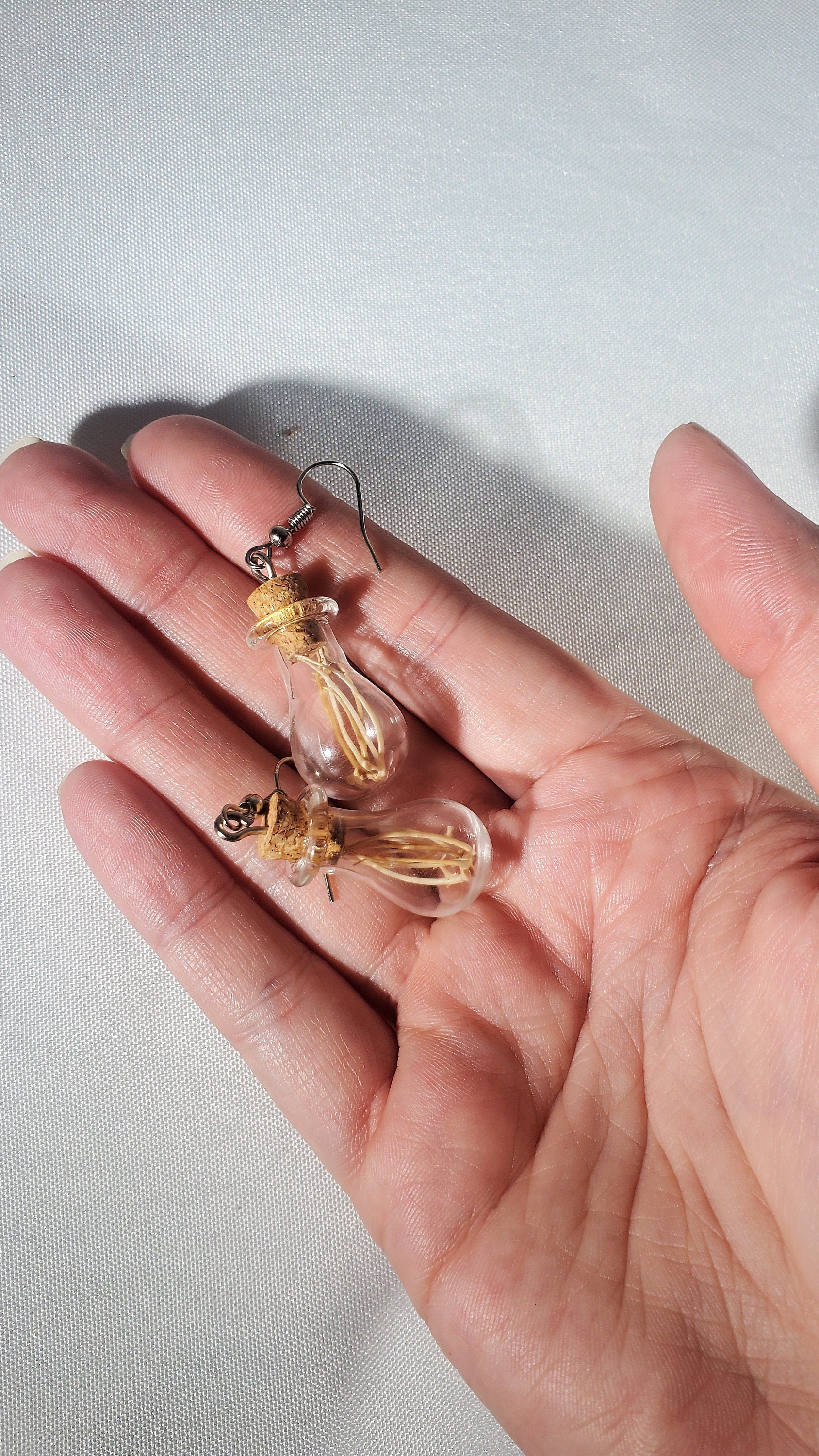 Real Rattlesnake Rib Bones in Jar Dangle Earrings, Vulture Culture Vial Jewelry, Curiosity Jar